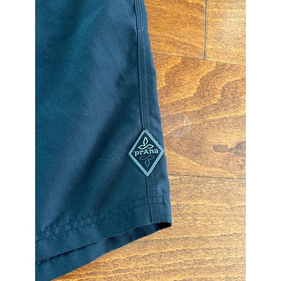 Prana Breathe Mens Black Athletic Yoga Hiking Shorts Size L Elastic Waist - Picture 2 of 5